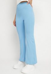 Niebieskie Spodnie Legginsy Typu Dzwony z Wysokim Stanem Melonell. Niebieskie legginsy Born2be, bez wzorów, z jeansu. W wyprzedaży za 46.74 zł.