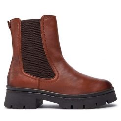 Botki s.Oliver. Brązowe botki S.Oliver, bez wzorów, bez obcasa, na płaskiej podeszwie, bez zapięcia. Za 299.99 zł.