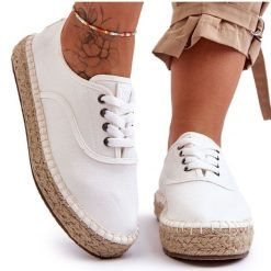 Sznurowane Trampki Espadryle Big Star LL274833 Białe. Białe espadryle bez wzorów, z gumy, retro, bez zapięcia. Za 231.52 zł.