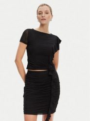 Guess Bluzka W5YP08 KCZC2 Czarny Regular Fit. Czarne bluzki Guess, xs, z aplikacjami, z syntetyku, bez kołnierzyka, bez ramiączek. Za 159.99 zł.