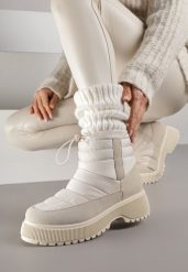 Beżowe Śniegowce Ozdobione Pikowaną Cholewką Monalavea. Brązowe śniegowce Born2be, bez wzorów, z jeansu, bez zapięcia. Za 139.99 zł.