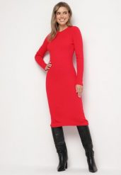 Czerwona Sukienka Dzianinowa Dopasowana Morttina. Czerwone sukienki Born2be, na co dzień, l, z aplikacjami, z dzianiny, eleganckie, bez kołnierzyka, bez ramiączek, midi, dopasowane. W wyprzedaży za 84.99 zł.
