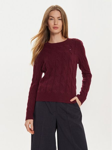 Tommy Hilfiger Sweter WW0WW43586 Bordowy Regular Fit. Czerwone swetry Tommy Hilfiger, xs, bez wzorów, z wełny, bez ramiączek. Za 469.99 zł.