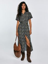 BIG STAR Sukienka w kolorze czarnym rozmiar: XS. Czarne sukienki BIG STAR, na co dzień, xs, bez wzorów, z tkaniny, retro, bez kołnierzyka, bez ramiączek, midi, proste. Za 144.99 zł.