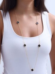 Nakkash Pozłacany naszyjnik z masą perłową - dł. 80 cm rozmiar: onesize. Białe naszyjniki Nakkash, z materiału, z perłą, metalowe. Za 56.99 zł.