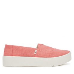 Półbuty Toms. Czerwone półbuty wsuwane TOMS, bez wzorów, bez obcasa, na płaskiej podeszwie. Za 259.99 zł.