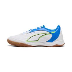 Buty piłkarskie Puma Indoor. Białe buty treningowe Puma, bez wzorów, z materiału, bez zapięcia, na fitness i siłownię. Za 282.50 zł.