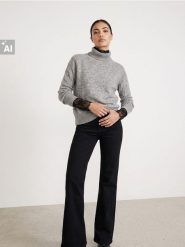 Sweter z golfem z domieszką wełny i ozdobnymi rękawami - szary. Szare swetry Sinsay, l, bez wzorów, z wełny, bez ramiączek. Za 59.99 zł.