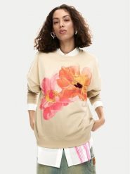 Desigual Bluza Noah 26SWSK05 Beżowy Regular Fit. Brązowe bluzy Desigual, s, bez wzorów, z bawełny, bez kaptura. Za 489.99 zł.