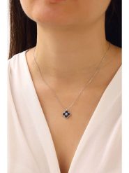 Miu Silver Srebrny naszyjnik z zawieszką - dł. 42 cm rozmiar: onesize. Czarne naszyjniki Miu Silver, z materiału, z perłą, srebrne. Za 113.99 zł.