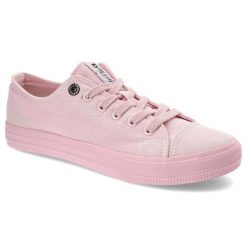 Różowe Trampki Big Star Damskie Modne Buty. Czerwone trampki BIG STAR, bez wzorów, z materiału, retro, bez zapięcia. Za 79.99 zł.