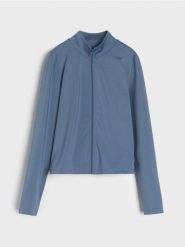 Bluza ze stójką - niebieski. Niebieskie bluzy Sinsay, l, bez wzorów, bez kaptura. Za 49.99 zł.