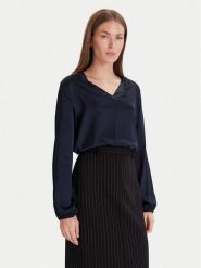 Maryley Bluzka 25IB824/18BL Granatowy Regular Fit. Niebieskie bluzki Maryley, m, bez wzorów, z wiskozy, bez kołnierzyka, bez ramiączek. Za 289.99 zł.