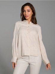Koszula ze wzorem - kremowy. Białe koszule Sinsay, l, bez wzorów, bez kołnierzyka, bez ramiączek. Za 39.99 zł.