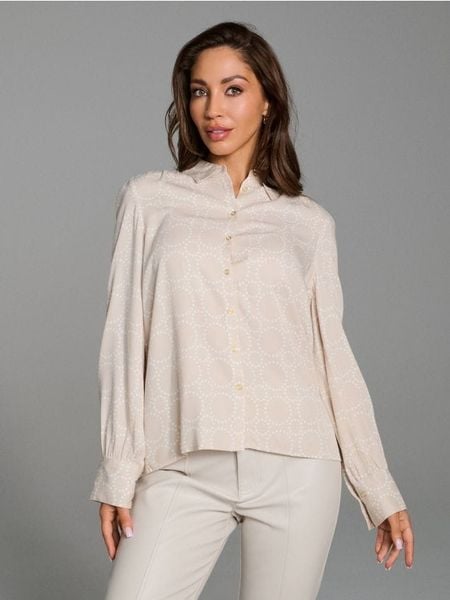 Koszula ze wzorem - kremowy. Białe koszule Sinsay, l, bez wzorów, bez kołnierzyka, bez ramiączek. Za 29.99 zł.