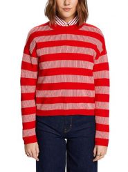ESPRIT Sweter w kolorze czerwono-białym rozmiar: XL. Czerwone swetry Esprit, xl, bez wzorów, z bawełny, bez ramiączek. Za 79.40 zł.
