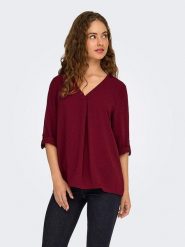 JDY Bluzka w kolorze bordowym rozmiar: 36. Różowe bluzki JDY, bez wzorów, bez kołnierzyka, bez ramiączek. Za 57.06 zł.