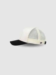 4F Czapka trucker z daszkiem uniseks - biała S/M. Białe czapki z daszkiem 4f, na lato, bez wzorów, z syntetyku, sportowe. W wyprzedaży za 39.99 zł.