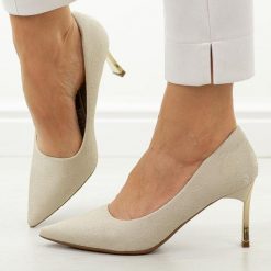 Khaki szpilki damskie Potocki 41310. Brązowe szpilki POTOCKI, bez wzorów, ze skóry, eleganckie, bez obcasa, na obcasie, bez zapięcia. Za 199.00 zł.