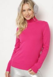 Fuksjowy Golf w Klasycznym Stylu Tasfedi. Czerwone swetry Born2be, m, bez wzorów, z jeansu, eleganckie, bez ramiączek. W wyprzedaży za 67.99 zł.