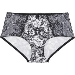 Figi wyszczuplające bonprix czarno-biały z nadrukiem. Bielizna modelująca marki bonprix. Za 34.99 zł.