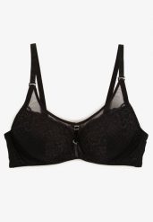 Czarny Biustonosz Push-Up z Koronki Ozdobiony Metalową Aplikacją Arissta. Czarne biustonosze Renee, z aplikacjami, z koronki. W wyprzedaży za 35.99 zł.