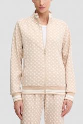 GUESS Beżowa rozpinana damska bluza w monogram Aggie, Rozmiar S. Brązowe bluzy bez kaptura Guess, s, z aplikacjami, bez kaptura. W wyprzedaży za 229.99 zł.