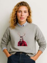 WOOOP Bluza "Red clad deer" w kolorze szarym rozmiar: XXL. Szare bluzy Wooop, xxl, bez wzorów, bez ramiączek, bez kaptura. Za 100.99 zł.