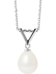 Pearl Addict Srebrny naszyjnik z zawieszką - dł. 42 cm rozmiar: onesize. Białe naszyjniki Pearl Addict, z materiału, z perłą, srebrne. Za 173.99 zł.