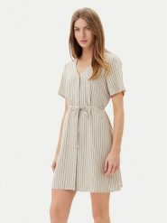 Vero Moda Sukienka letnia Mymilo 10322976 Beżowy Loose Fit. Brązowe sukienki Vero Moda, l, bez wzorów, ze lnu, bez kołnierzyka, bez ramiączek. Za 109.99 zł.