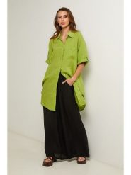Fleur de Lin Lniana tunika "Berline" w kolorze zielonym rozmiar: S. Zielone tuniki Fleur de Lin, s, bez wzorów, ze lnu, bez kołnierzyka, bez ramiączek. Za 264.95 zł.