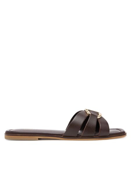 TWINSET Klapki 251TGT090 Brązowy. Brązowe klapki Twinset, bez wzorów, ze skóry, bez obcasa, bez zapięcia. Za 569.99 zł.