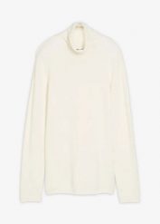 Sweter z golfem z miękkiej mieszanki kaszmiru. Białe swetry bonprix, bez wzorów, z bawełny, bez ramiączek. Za 119.99 zł.