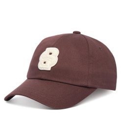 Czapka z daszkiem BOSS. Brązowe czapki z daszkiem Boss, bez wzorów. Za 209.99 zł.