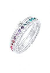 Elli Damski komplet Multi-Colour mieniący się kryształami Kolorowe w srebrze próby 925 Sterling Silver pozłacane Pierścionki 1 ct. Szare pierścionki Elli, z kryształem, pozłacane. Za 328.99 zł.