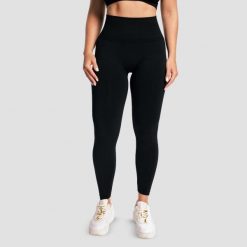 Legginsy damskie fitness bezszwowe czarne Sculpt Seamless. Czarne legginsy GYMBEAM, bez wzorów, z elastanu, sportowe. Za 113.90 zł.