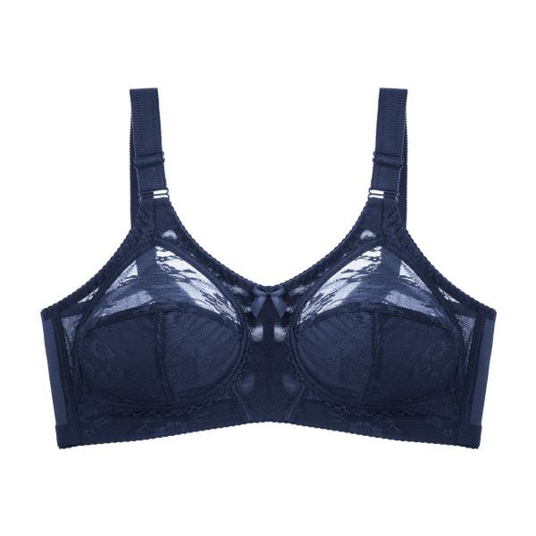 Biustonosz z podparciem plus size z koronkowym wykończeniem Sevleta. Niebieskie biustonosze Intica, bez wzorów, z koronki. Za 79.00 zł.