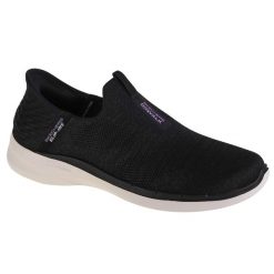 Buty sportowe Sneakersy damskie, Slip-Ins: GO WALK 6 - Fabulous View. Czarne buty treningowe Skechers, bez wzorów, z materiału, przed kostkę, bez zapięcia, trekkingowe. Za 359.99 zł.