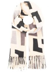Zwillingsherz Szal "Geometric L" w kolorze kremowo-czarnym - 180 x 88 cm rozmiar: onesize. Brązowe szaliki i kominy Zwillingsherz, bez wzorów, z materiału. Za 121.07 zł.