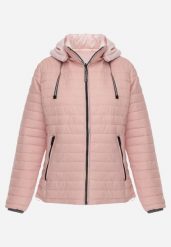 Różowa Kurtka Przejściowa Dwustronna z Pikowaniem i Kapturem Azirane. Czerwone kurtki Born2be, l, bez wzorów, z jeansu, eleganckie, z kapturem. Za 89.99 zł.