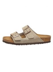 Birkenstock Skórzane klapki "Arizona" w kolorze szarobrązowym rozmiar: 36. Brązowe klapki Birkenstock, bez wzorów, klasyczne, z otwartym noskiem, bez obcasa, bez zapięcia. Za 239.95 zł.