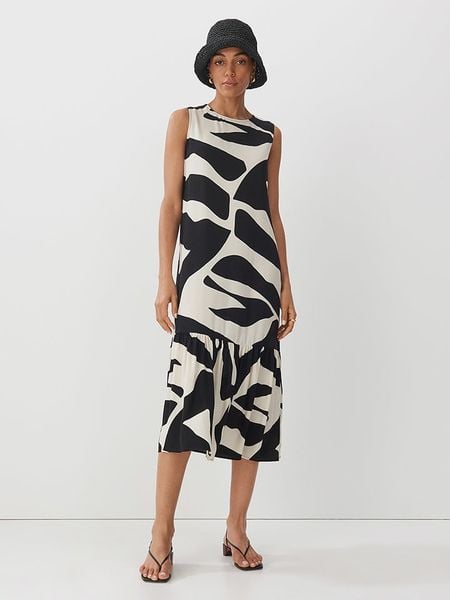 Someday Sukienka w kolorze czarno-białym rozmiar: 40. Białe sukienki someday., bez wzorów, z wiskozy, bez kołnierzyka, bez ramiączek, maxi. Za 153.34 zł.