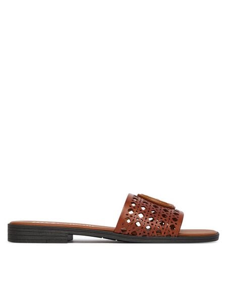 Just Cavalli Klapki 80RA3S82 ZPB95 Brązowy. Brązowe klapki Just Cavalli, bez wzorów, ze skóry, bez obcasa, bez zapięcia. Za 495.99 zł.