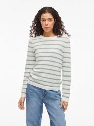 Vila Sweter "Vidalo" w kolorze biało-zielonym rozmiar: XL. Białe swetry Vila, xl, bez wzorów, z bawełny, bez ramiączek. Za 79.77 zł.