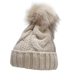 Damska czapka beżowa 4F H4Z22 z pomponem. Brązowe czapki zimowe 4f, bez wzorów, z poliamidu, sportowe. Za 52.99 zł.