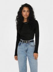 ONLY Bluzka Carlotta 15291987 Czarny Regular Fit. Czarne bluzki ONLY, xl, bez wzorów, z bawełny, bez kołnierzyka, bez ramiączek. Za 79.99 zł.
