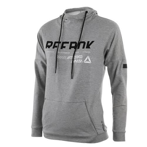 Bluza sportowa damska Reebok Workout Ready. Szare bluzy z kapturem Reebok, s, bez wzorów, z materiału, z kapturem, do biegania. Za 172.00 zł.