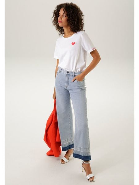 Aniston Dżinsy - Comfort fit - w kolorze błękitnym rozmiar: 42. Niebieskie jeansy Aniston, bez wzorów, klasyczne, z podwyższonym stanem. Za 78.84 zł.