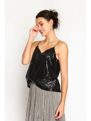 ASSUILI Top w kolorze czarnym rozmiar: 42. Czarne topy Assuili, bez wzorów, klasyczne, bez kołnierzyka, bez ramiączek. Za 113.63 zł.