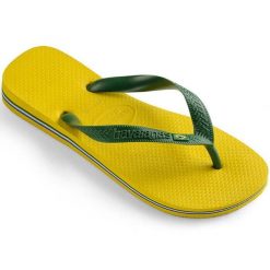 Japonki damskie Havaianas Brasil Citrus Yellow 4000032-2197. Żółte japonki Havaianas, bez wzorów, z materiału. Za 89.00 zł.